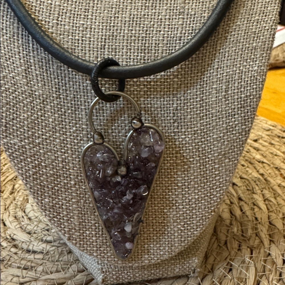Amethyst Crystal Butterfly Pendant Necklace Artisan Jewelry
